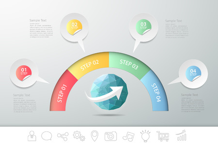 4 steps infographic speech bubble. can be used for workflow layout, diagram, number optionsのイラスト素材