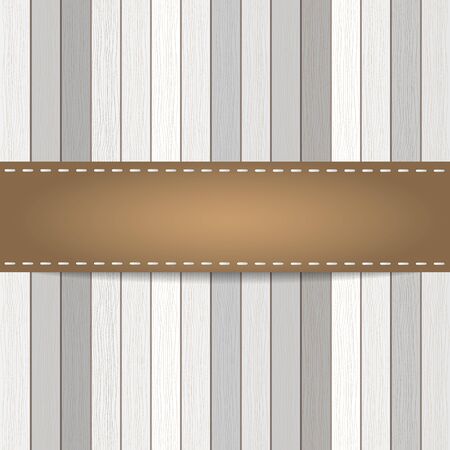 Wood plank background with leather strap. Vector  のイラスト素材