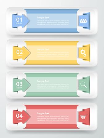 Abstract template 4 steps  for business design, reports, step presentation, number options, progress, workflowのイラスト素材