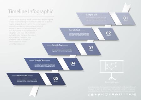 Abstract template 5 steps for business design, reports, step presentation, number optionsのイラスト素材