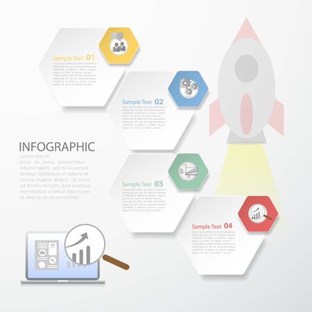 3D digital template Infographic. Vector illustration can be used for workflow layout, diagram, number optionsのイラスト素材