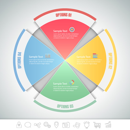 Design circle infographic 4 steps. can be used for workflow layout, diagram, number options, bussiness conceptのイラスト素材