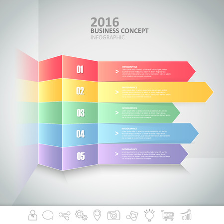 5 steps infographic template. can be used for workflow layout, diagram, number options, progress, timelineのイラスト素材
