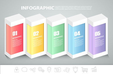 5 steps infographic template. can be used for workflow layout, diagram, number options, progress, timelineのイラスト素材