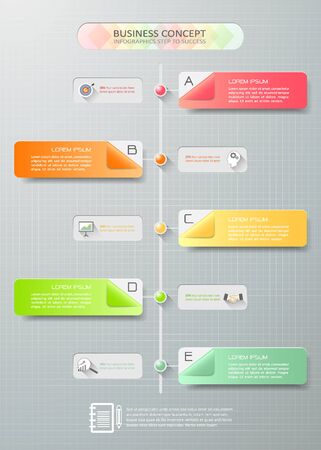 Abstract 3d infographic template 5 steps, can be used for workflow layout, diagram, number options, graphic or website layout.のイラスト素材