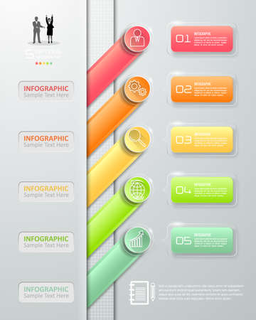 Design infographic template 5 steps, can be used for workflow layout, diagram, number options, graphic or website layout.のイラスト素材