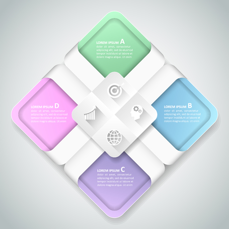 Design infographic template 4 steps, can be used for workflow layout, diagram, number options, graphic or website layout.のイラスト素材
