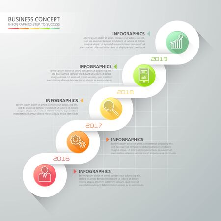 Abstract 3d spiral infographic template 5 steps, can be used for workflow layout, diagram, number options, graphic or website layout.のイラスト素材