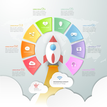 Design Internet of things concept infographic. Infographic template, vector infographic can be used for startup workflow layout, diagram, number option.のイラスト素材
