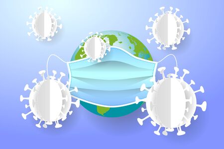 Illustrations concept of save the world from coronavirus COVID-19, New official name for Coronavirus disease named COVID-19のイラスト素材