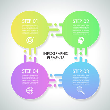 Infographic design template 4 options and marketing icons, Business concept can be used for workflow layout, diagram, number options, timeline, steps, demo infographicのイラスト素材