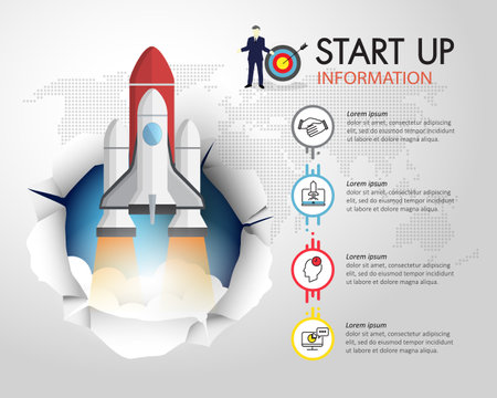 Infographic design template 4 options and marketing icons, Business concept can be used for workflow layout, diagram, options, timeline, steps, infographic start upのイラスト素材