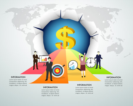Infographic design template 4 options and marketing icons, Business concept can be used for workflow layout, diagram, options, timeline, steps, infographic start upのイラスト素材