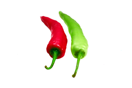 the fresh  red and green chilli on white isolate backgroundの写真素材