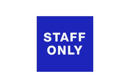 staff only,the letters sign on white background isolatedの写真素材