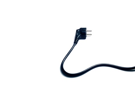 black electrical plug on white background isolatedの写真素材