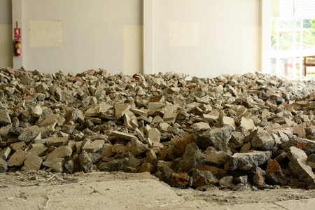 the stack of concrete fractions after the dismantle stepの写真素材