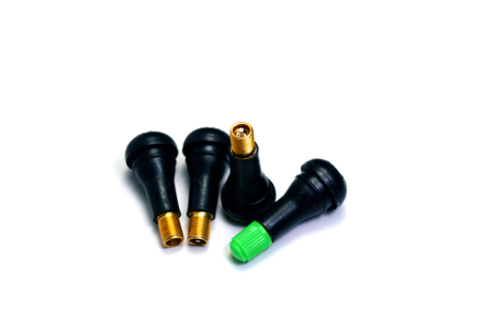 the parts of  tyre pressure valve on white isolated backgroundの写真素材
