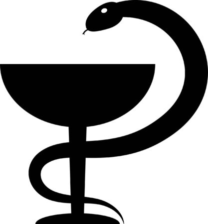 A simple vector image of the Bowl of Hygieia (medical and pharmaceutical symbol with Greek origin)のイラスト素材