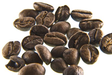 coffee-beans on a white backgroundの写真素材