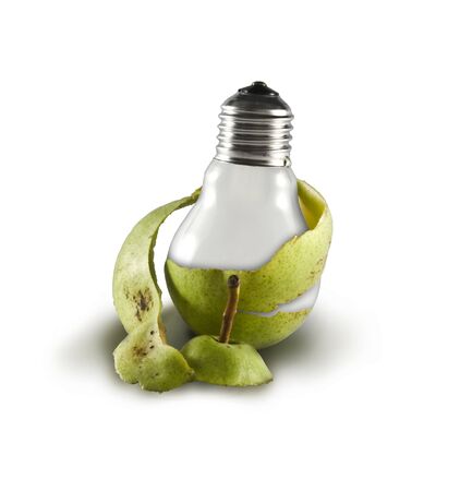  	technological pear on white backgroundの写真素材