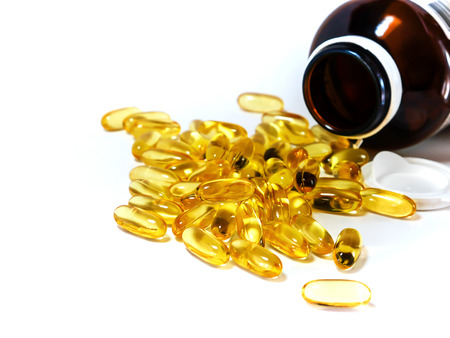 Fish oil on white backgroundの写真素材