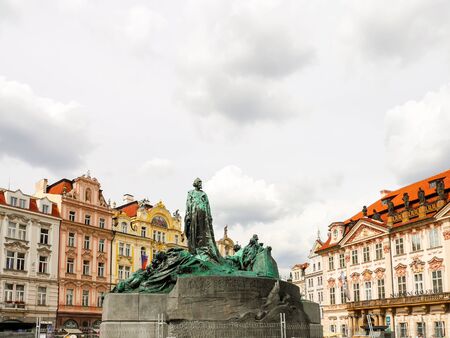 Prague monument at square of cityの写真素材