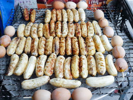 grilled bananas thai foodの写真素材