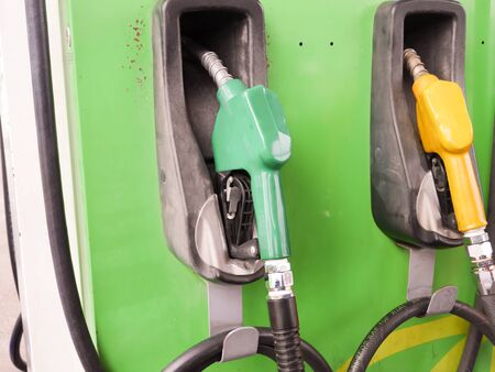 Fuel nozzle in oil station Thailandの写真素材