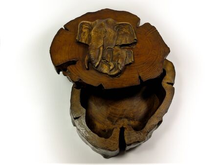 classic style elephant wooden boxの写真素材