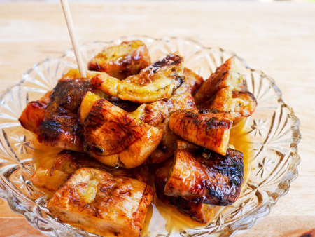 grilled banana with syrubの写真素材