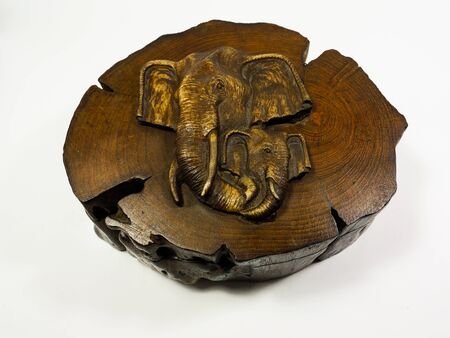 classic style elephant wooden boxの写真素材