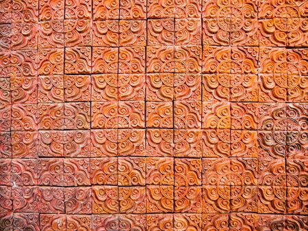 baked clay striped Thai textureの写真素材