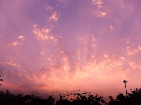sunset sky lightの写真素材