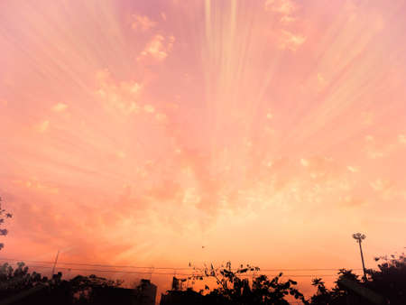 sunset in town Thailandの写真素材