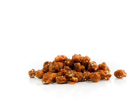 candied nut or sugar coated nut Thai snack isolated on white backgroundの写真素材
