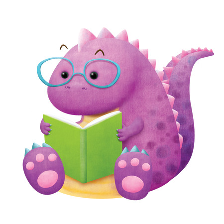 Dinosaur enjoy reading a bookの写真素材