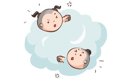 Thai boys fighting chaotically mill around vector illustrationのイラスト素材