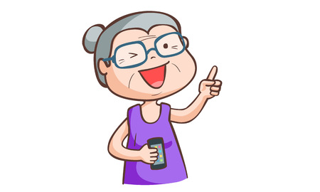 granny love smartphoneのイラスト素材