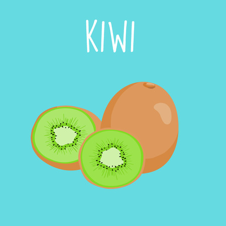 fresh kiwi on blue balckground vector illustrationのイラスト素材
