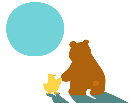 little duck hold hand big bear vector illustrationのイラスト素材
