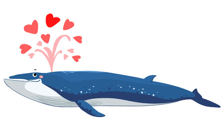 Bryde's whale spurt water with heart vector illustrationのイラスト素材