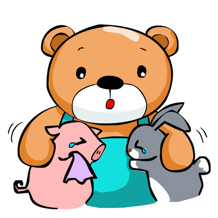 cute big bear and best friend vector illustrationのイラスト素材