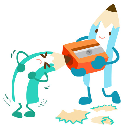 pencil help his friend for more effectiveness vector illustrationのイラスト素材