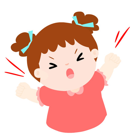 little girl very angry screaming cartoon vectorのイラスト素材