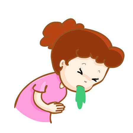 ill woman vomiting because food poisoning vectorのイラスト素材