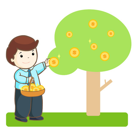 businessman harvest money tree vector illustrationのイラスト素材