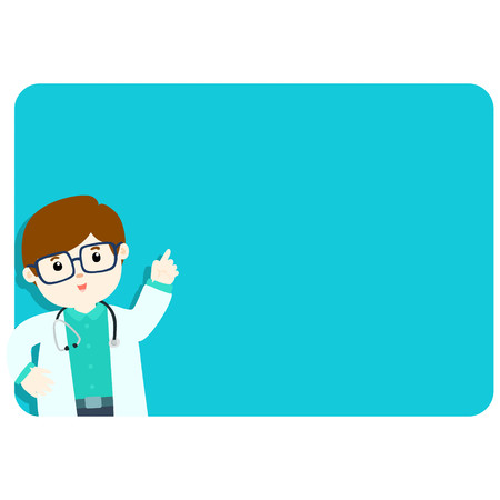 Doctor explains at the blank board illustrationのイラスト素材