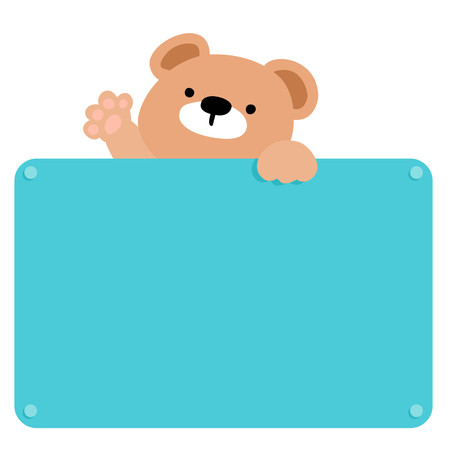 Cute brown bear  hold blank boardのイラスト素材