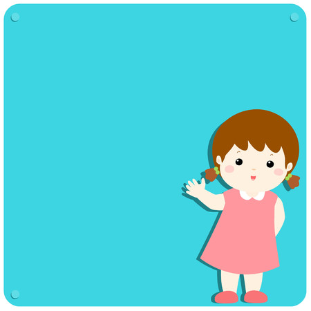 Cute girl explains at the blank boardのイラスト素材